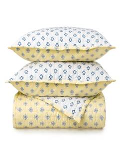 lot 1331 image: Martha Stewart Collection Naomi Block Print King Quilt, Set of 3