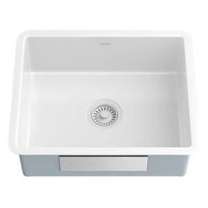 lot 1419 image: KRAUS Pintura Porcelain Enameled Steel 21 inch Undermount Kitchen Sink- Retail$279.95