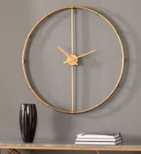 lot 218 image: Carson Carrington Dexdale Contemporary Gold Large Metal Clock Retail$124.99
