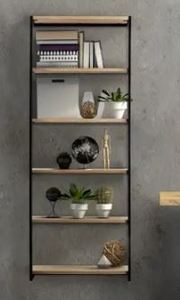 lot 288 image: Wood and Metal 6-tier Wall-mounted Shelving Unit Retail$141.49