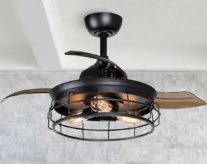 lot 329 image: 3-Blade Industry Black 36 in. Retractable Ceiling Fan with Light and Wall Switch Retail$132.99