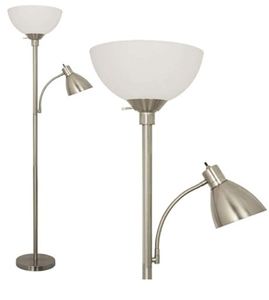 lot 1316 image: Brushed Nickel Floor Lamp With Side Reading Light