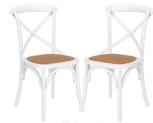 lot 1425 image: Poly and Bark Cafton Wood Rattan Crossback Chair (Set of 2)- Retail$211.99