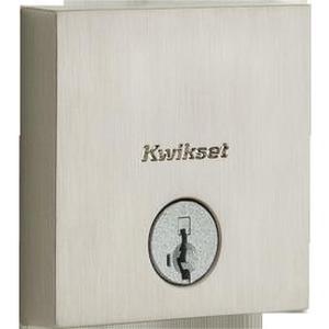 lot 6242 image: Kwikset 258 Downtown Square Sgl Cyl Low Profile Deadbolt In Satin Nickel Model # 92580-013