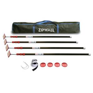 lot 6262 image: ZIPWALL ZP4 Barrier System,With 4 Steel 10 Ft Poles