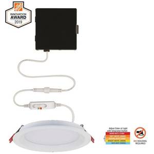 lot 6264 image: Commercial Electric Slim Baffle 4 in. Color Selectable New Construction and Remodel Canless Recessed Integrated LED Kit