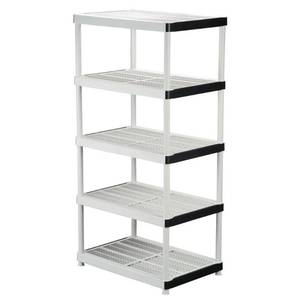 lot 6265 image: HDX Gray 5-Tier Plastic Garage Storage Shelving Unit (36 in. W x 72 in. H x 24 in. D)