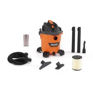 lot 6278 image: RIDGID 12 Gal. 5.0-Peak HP NXT WetDry Shop Vacuum with Filter, Hose, Accessories and 20 oz. Tumbler, OrangesPeaches