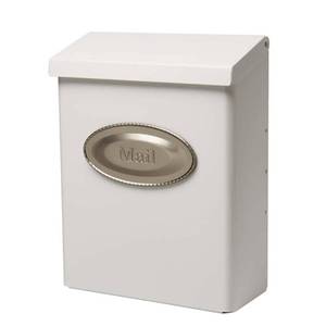lot 6287 image: Gibraltar Designer Galvanized Steel Wall-Mounted White Lockable Mailbox 12-12 in. H x 4-38 in. W x 9-58 in. L