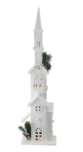 lot 1758 image: Light Up Wooden Church Decoration