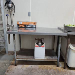 lot 33577 image: Stainless Steel Prep Table W Edlund Can Opener