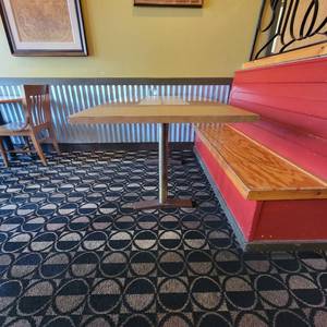 lot 33708 image: Rectangular Tile Table Top W Brass Legs