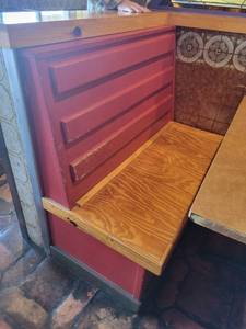 lot 59015 image: Red Wooden Booth 44 x 23 x 40