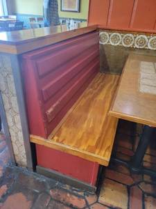 lot 59019 image: Red Wooden Booth 67 x 24 x 40