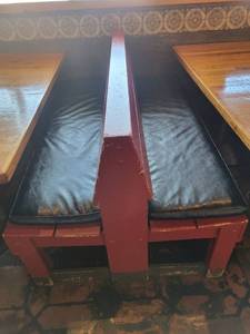 lot 35453 image: Double Sided Red Wooden Booth