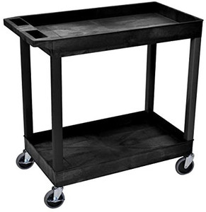 lot 3362 image: Luxor 32 x 18 Tub Storage Cart 2 Shelves - Black