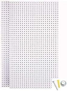 lot 3366 image: Wall Ready White Pegboards (2) 24 In. W x 42 In. H x 14 In. D Heavy-Duty High Density Fiberboard Round Hole Pegboards with Mounting Hardware