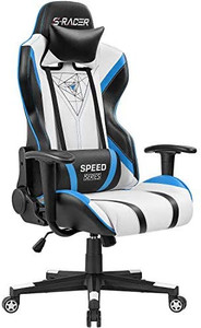 lot 3372 image: Homall Gaming Chair Racing Office High Back PU Leather Chair Computer Desk Chair Video Game Chair Ergonomic Swivel Chair with Headrest and Lumbar Support (Blue&Black)