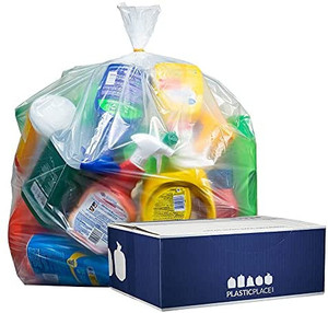 lot 3406 image: Plasticplace 55-60 gallon Trash Bags �� 1.5 Mil �� Clear Heavy Duty Garbage Can Liners ��Rolls �� 38�� x 58�� (100Count)