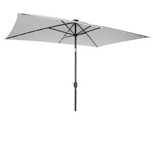 lot 3449 image: Rectangular Solar Powered LED Lighted Patio Umbrella - 10 x 6.5 - By Trademark Innovations (Gray)