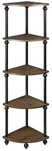 lot 3461 image: Corner Table Shelf, 5-Tier Corner Bookcase, Plant Stand Storage Rack for Living Room, Home Office, Dark Walnut