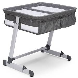 lot 4114 image: Delta Grey Bedside Baby Bassinet Bedside Sleeper For Twins