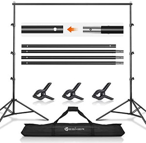 lot 4120 image: Yesker 8.5X10ft Background Stand Backdrop Support System Kit Photo Video Studio Adjustable Backdrop Stand for Photoshoot Photography Parties Wedding with Carrying Bag