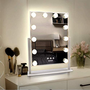 lot 4121 image: WEILY Hollywood Makeup Mirror with Lights, Large Lighted Vanity Mirror with 3 Color Light & 12 Dimmable Led Bulbs,Smart Touch Control Screen & 360 Degree Rotation