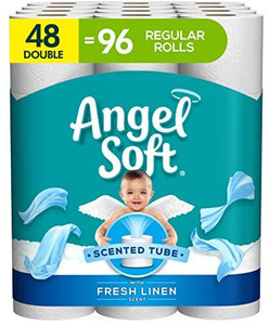 lot 5903 image: Angel Soft Toilet Paper with Fresh Linen Scent, 48 Double Rolls 96 Regular Rolls, 200 2-Ply Sheets Per Roll