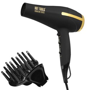 lot 5926 image: HOT TOOLS Signature Series 1875W IONIC AC Motor Hair Dryer, Black with Concentrator & Diffuser