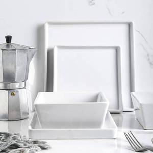 lot 5935 image: STONE LAIN White Grace Formal Stoneware Set 24-Piece Square Dinnerware (Set for 8)
