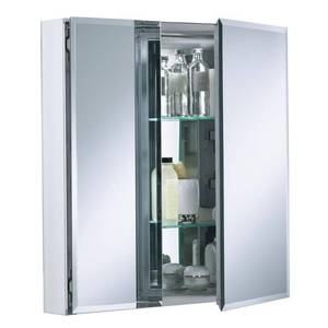 lot 5944 image: Kohler Double Door Aluminum Cabinet with Mirrored Doors