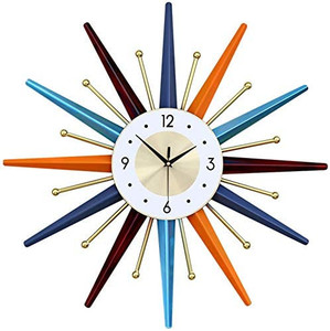 lot 5960 image: GIGU Modern Wall Clock Starburst Ball Clock Colorful MidCentury Home Kitchen Decor - Minimalist, Silent Sweep Hands, Quiet Quartz Movement, House Decorative Multicolor,22inch
