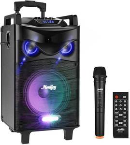 lot 5886 image: Moukey Karaoke Machine Speaker,Bluetooth Outdoor Portable Wireless Speaker PA System with 10 Subwoofer, DJ Lights,Rechargeable Battery, Microphone, Recording, MP3USBTFFM (RMS 140W to 520W Peak)
