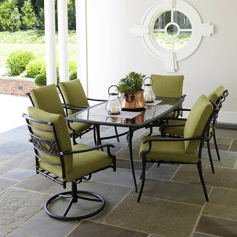 lot 9090 image: Garden Oasis Rockford 7pc Dining Set-Green