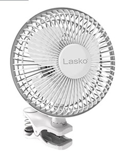 lot 1098 image: Lasko FBA 2004W 2-Speed Clip Fan, 6-Inch, White, One Size, Model 2004