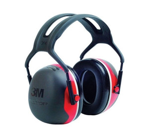 lot 1111 image: 3M PELTOR X3A Over-the-Head Earmuffs, 28 dB NRR, BlackRed,