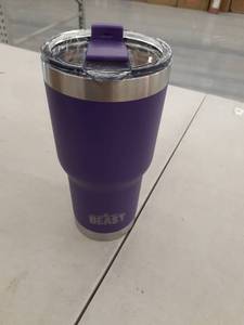 lot 1114 image: Beast 30oz Purple Tumbler - Stainless Steel Insulated Coffee Cup With Lid