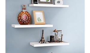 lot 1129 image: White Floating Shelves Set of 3