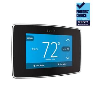 lot 1151 image: Emerson - Sensi Smart Programmable Touch-Screen Wi-Fi Thermostat - Black,Model ST75