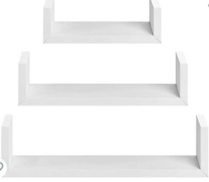 lot 1154 image: AMADA HOMEFURNISHING White Floating Shelves U-Shaped,,Model AMFS13-W