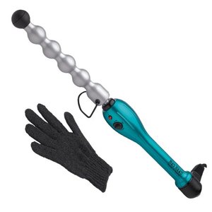 lot 1284 image: Bed Head Tourmaline Ceramic Bubble Curling Iron Wand, Turquoise with Protective Glove