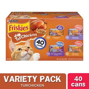 lot 1320 image: (40 Pack) Friskies Gravy Wet Cat Food Variety Pack, TurChicken Extra Gravy Chunky, Meaty Bits & Shreds