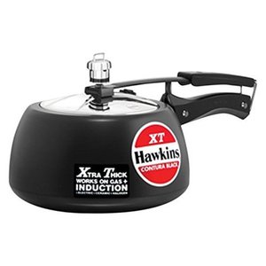 lot 1372 image: Hawkins Contura Hard Anodized Induction Compatible Extra Thick Base Pressure Cooker, Black, 5L