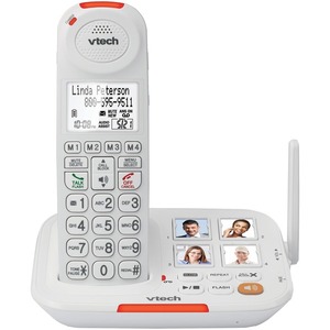 lot 1427 image: VTech - SN5127 Amplified DECT 6.0 Expandable Cordless Phone System with Digital Answering System - White USED