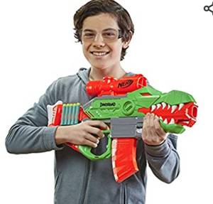 lot 1475 image: NERF DinoSquad Rex-Rampage Motorized Dart Blaster(DARTS NOT INCLUDED)