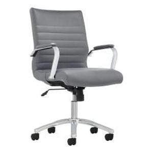lot 38274 image: Realspace�� Modern Comfort Winsley Bonded Leather Mid-Back Managers Chair, GrayChrome
