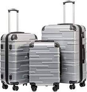 lot 38233 image: coolife silver grey luggage set of 3