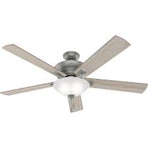 lot 38247 image: hunter designer series 60in indoor regalia ll ceiling fan light grey oak and matte silver finish