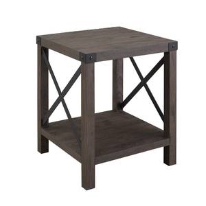 lot 9828 image: Walker Edison AF18MXSTSA Farmhouse Metal-X Accent Table with Lower Shelf, Sable